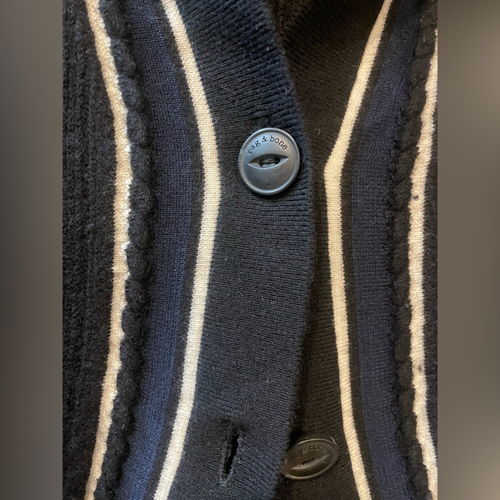 rag & bone Navy with White Trim Varsity cardigan - Picture 3 of 6